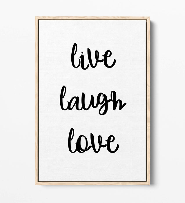 "LIVE LAUGH LOVE" HAPPY INSPIRATIONAL QUOTE HOME -FLOAT EFFECT CANVAS ART PRINT