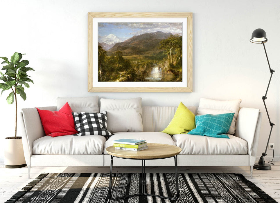 Framed Art Poster With Woodgrain Frame - Heart Of The Andes Classic Landscape Print