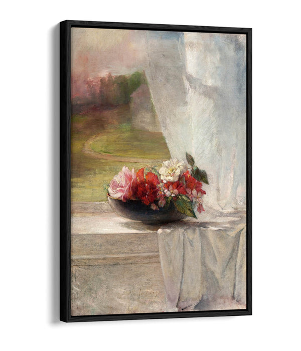 Float Effect Canvas Art – Flowers on Window Ledge | Premium Handmade Wall Decor