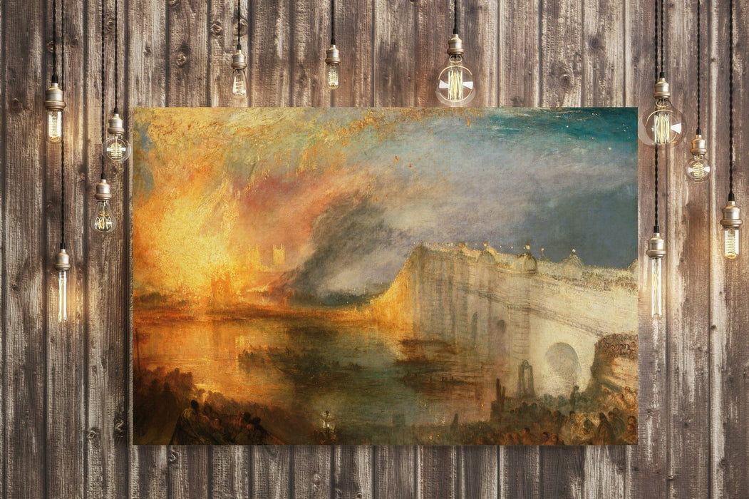 Canvas Wall Art – Framed Canvas Print of J M W Turner Burning Houses Painting
