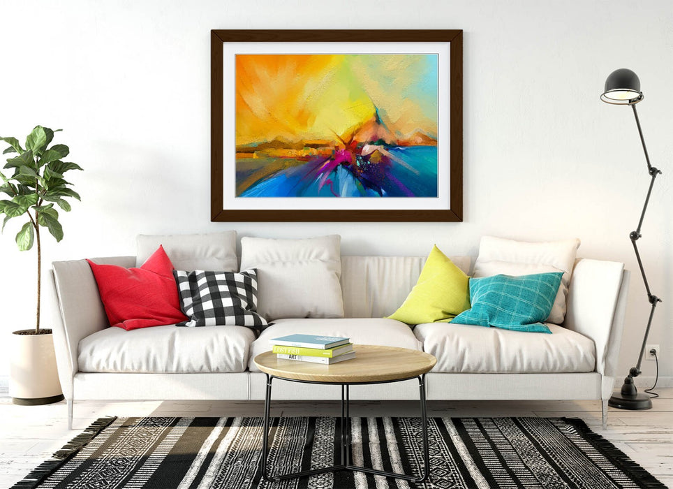Framed Wall Art - Abstract Colour Splash Print | Bedroom Decor Poster UK Handmade
