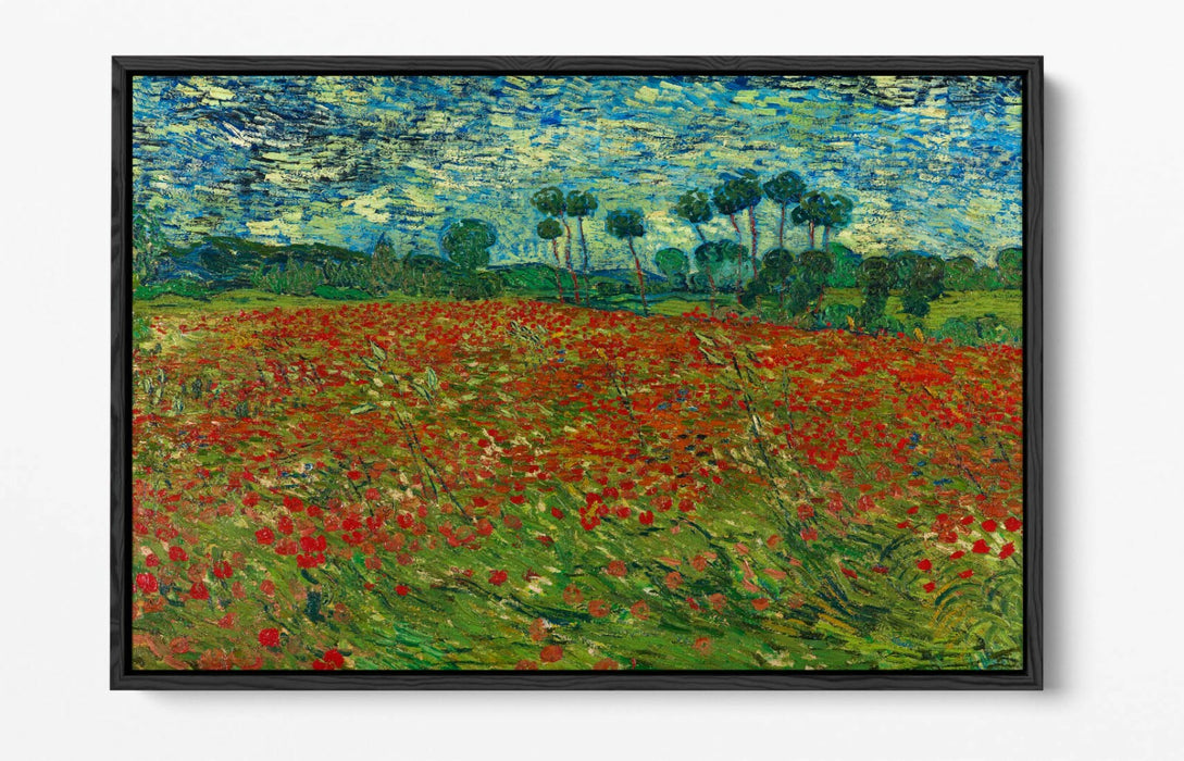 VAN GOGH POPPY FIELD -FLOAT EFFECT CANVAS WALL ART PIC PRINT- GREEN BLUE