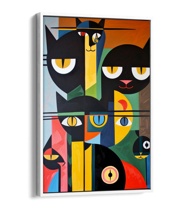 Abstract Cat Canvas - Bauhaus Wall Art | Float Effect Canvas Print UK Made