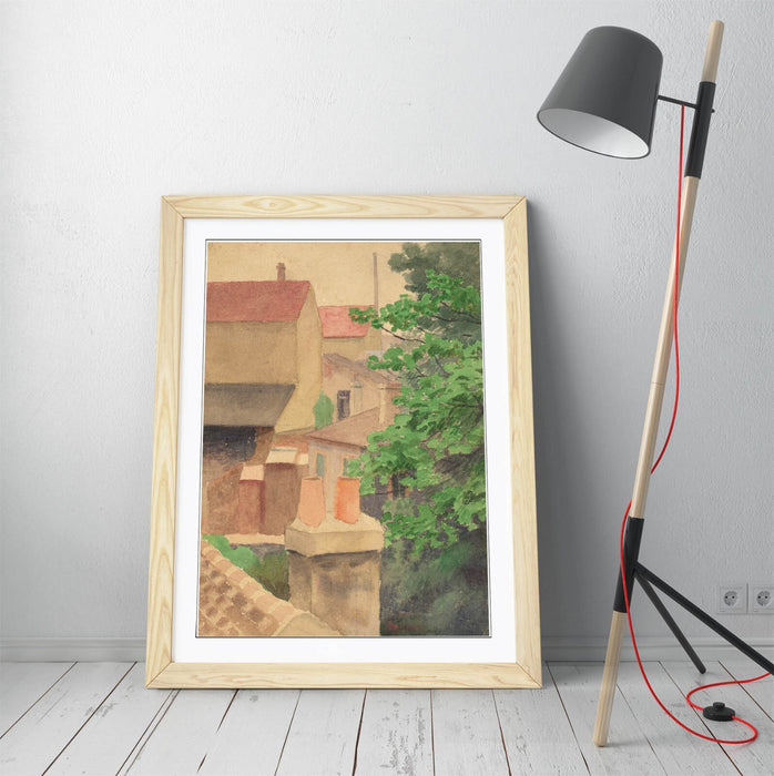 Framed Wall Art - Thomas Anshutz Rooftops Painting Print | Handmade UK Woodgrain Frame
