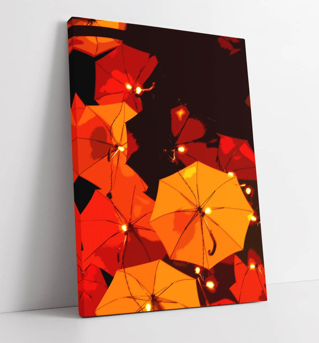Canvas Wall Art - Orange Yellow Umbrella Print | Handmade Vibrant Artwork