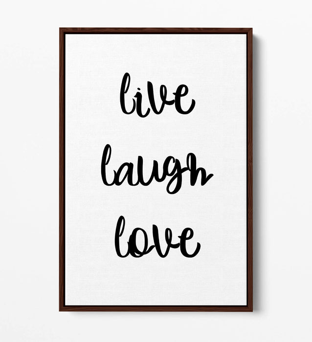 "LIVE LAUGH LOVE" HAPPY INSPIRATIONAL QUOTE HOME -FLOAT EFFECT CANVAS ART PRINT