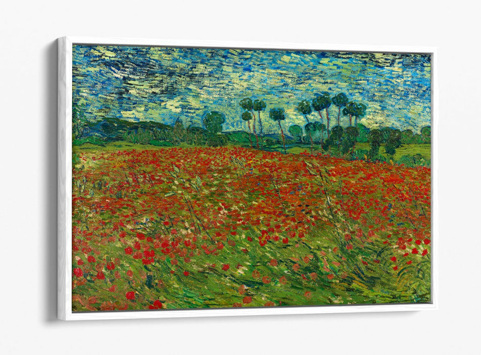 VAN GOGH POPPY FIELD -FLOAT EFFECT CANVAS WALL ART PIC PRINT- GREEN BLUE
