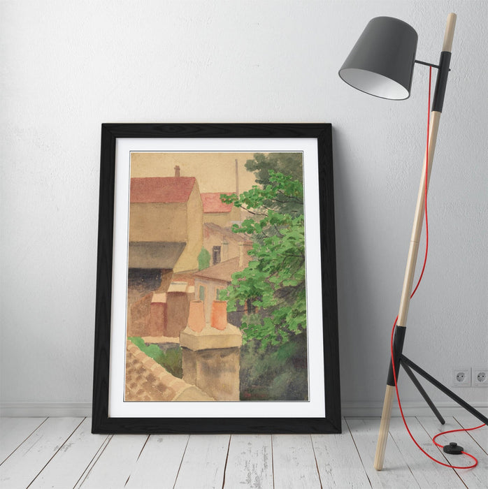 Framed Wall Art - Thomas Anshutz Rooftops Painting Print | Handmade UK Woodgrain Frame
