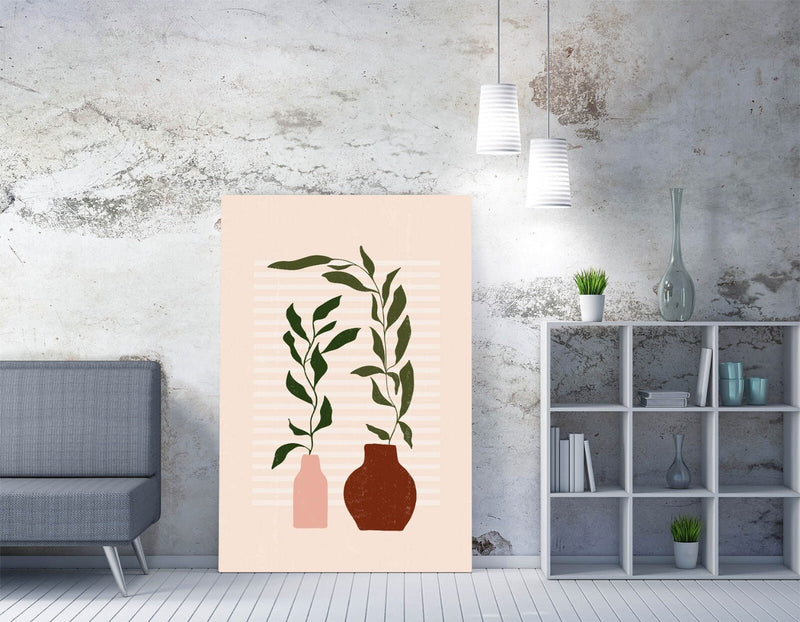 Botanical Canvas Wall Art – Minimalist Boho Plant Prints | Handmade Canvas Art