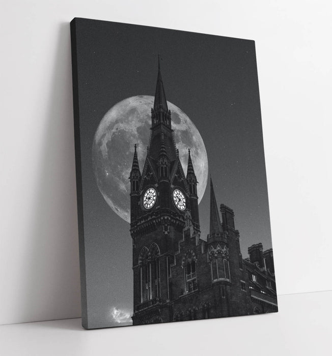 Westminster Abbey Canvas – London Wall Art | Full Moon Night Scene Print