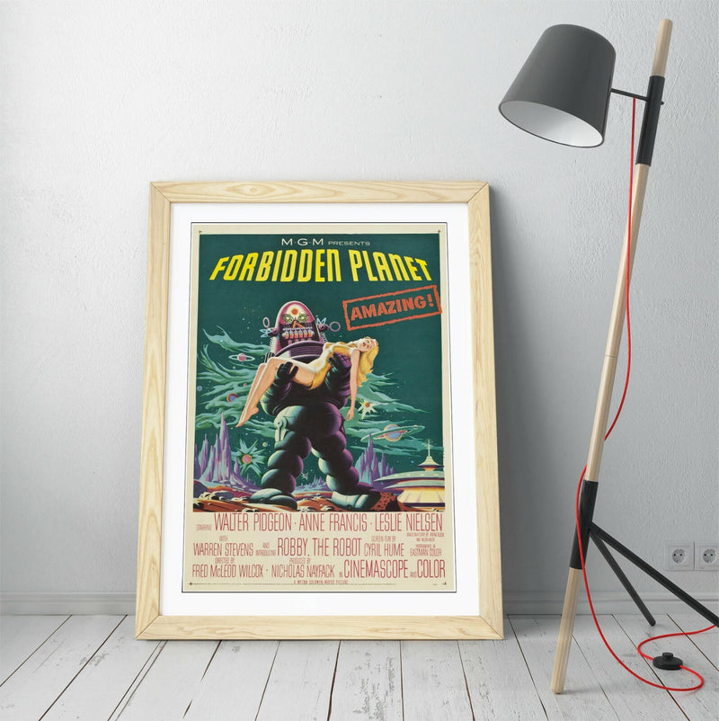 Vintage Sci Fi Poster - Handmade Framed Wall Art | Forbidden Planet Art Print
