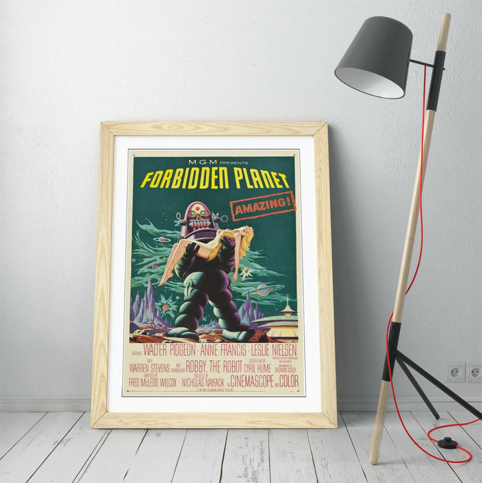 Vintage Sci Fi Poster - Handmade Framed Wall Art | Forbidden Planet Art Print