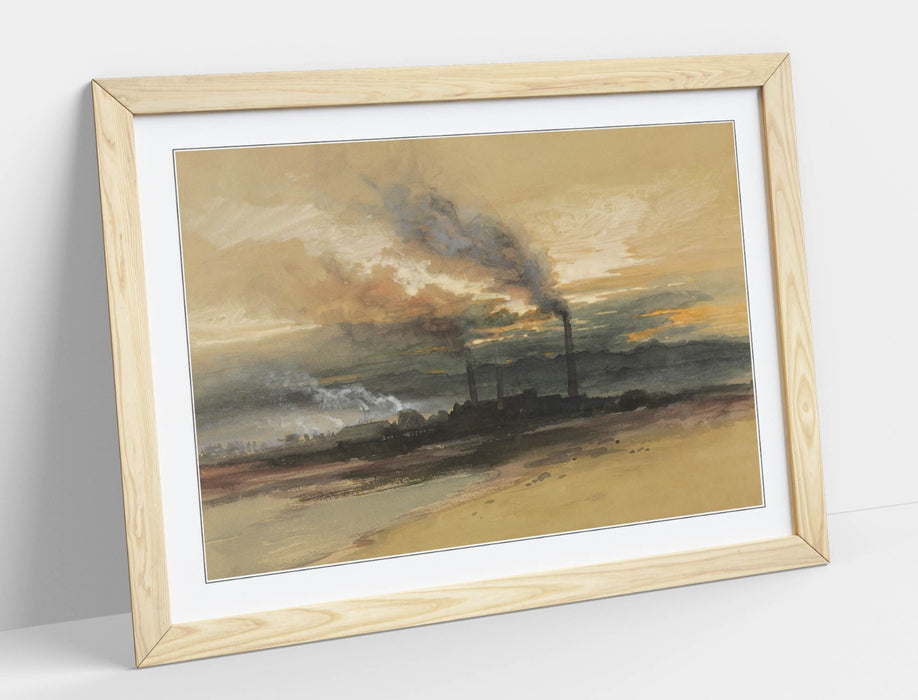 Framed Wall Art Poster Featuring Thomas Moran Smelting Works Artwork - UK Handmade Frame