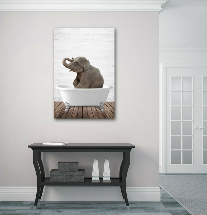 Elephant Animal in Bath CANVAS WALL ART PRINT ARTWORK PICTURE FRAMED POSTER
