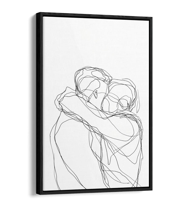 Minimalist Couple Canvas Art - Love Line Illustration | Float Effect Print
