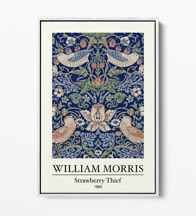 Float Effect Canvas Art – Handmade William Morris Strawberry Thief Print | Premium MDF Frame