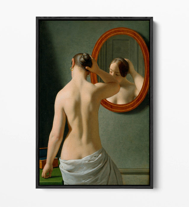C.W ECKERSBERG, WOMAN IN FRONT OF MIRROR -FLOAT EFFECT CANVAS WALL ART PIC PRINT