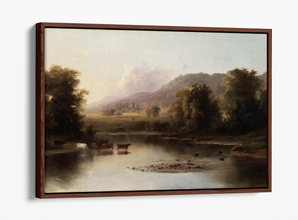 ROBERT S. DUNCANSON, VIEW OF ST ANNE'S RIVER -FLOAT EFFECT CANVAS WALL ART PRINT