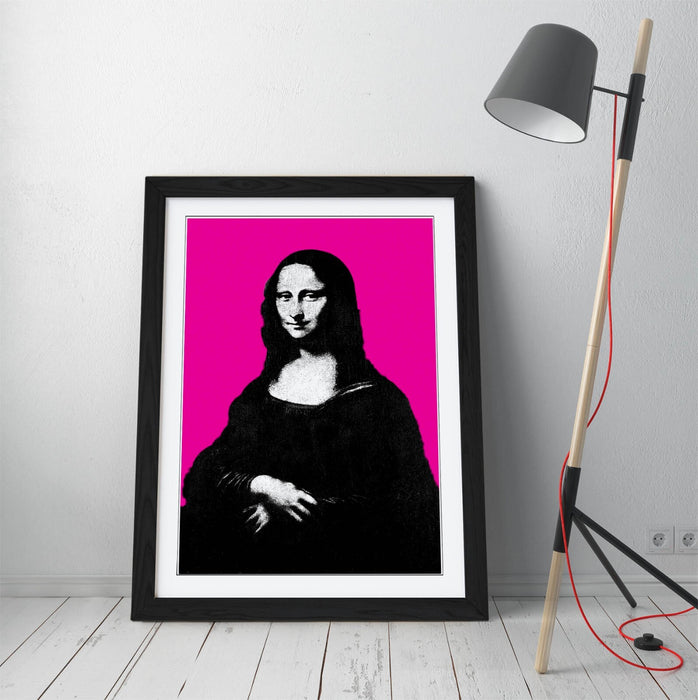 MONA LISA DA VINCI POP ART HOT PINK BACKGROUND -FRAMED WALL ART PICTURE PRINT
