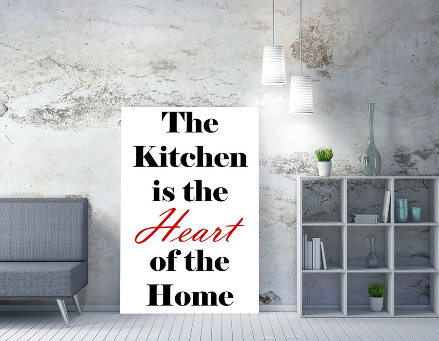 "KITCHEN IS THE HEART OF THE HOME" QUOTE SLOGAN -CANVAS WALL ART PICTURE PRINT