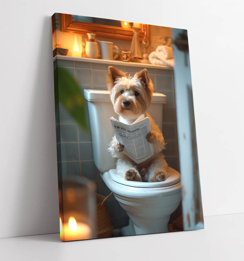 Yorkshire Terrier Canvas - Funny Dog Art Toilet Print | Bathroom Wall Decor