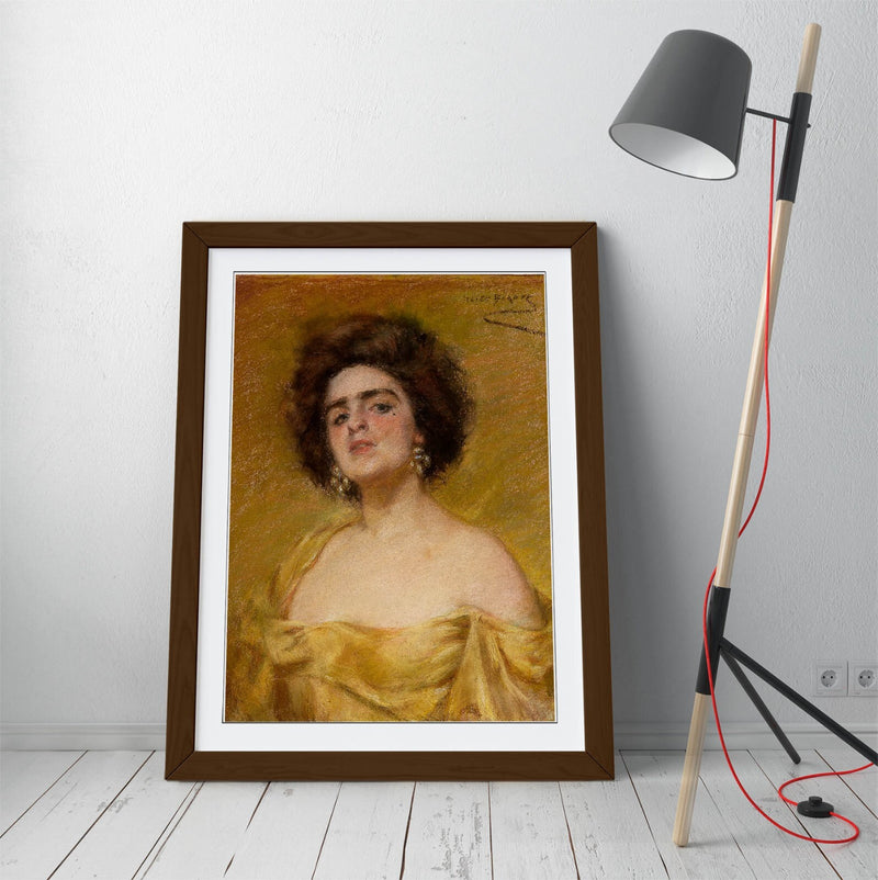 Framed Wall Art Poster - 'Alice Pike Barney, Laura In Yellow' Handmade Matte Paper Print