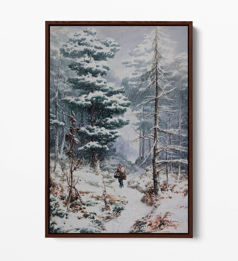 Canvas Wall Art Print - Elijah Walton Rednal Wood In Winter | Float Effect Frame