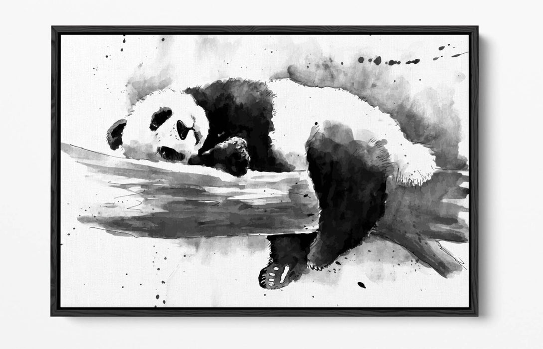 Panda Canvas Wall Art – Black and White Float Effect Canvas Print with 30mm Deep Frame