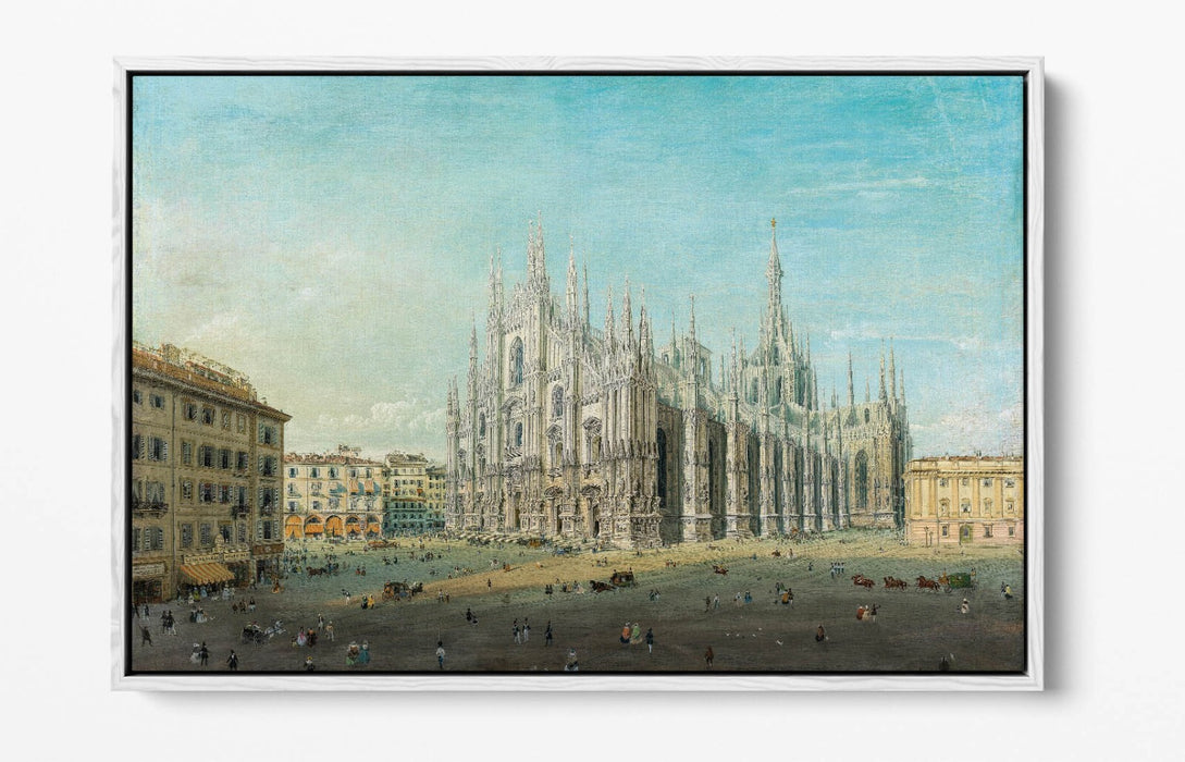 CARLO BOSSOLI, PIAZZA DEL DUOMO -FLOAT EFFECT CANVAS WALL ART PRINT