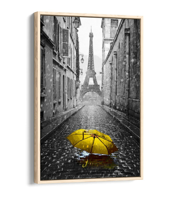 Canvas Wall Art – Yellow Umbrella Float Effect on Custom MDF Frame, Handmade UK