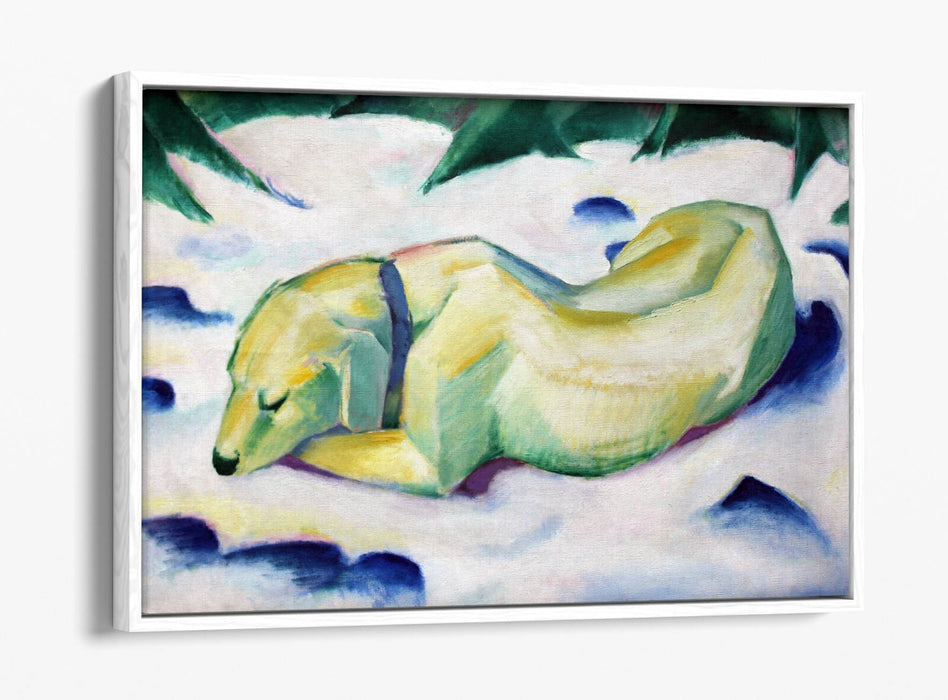 Canvas Wall Art Print - Franz Marc Dog Lying In Snow | Float Effect Canvas
