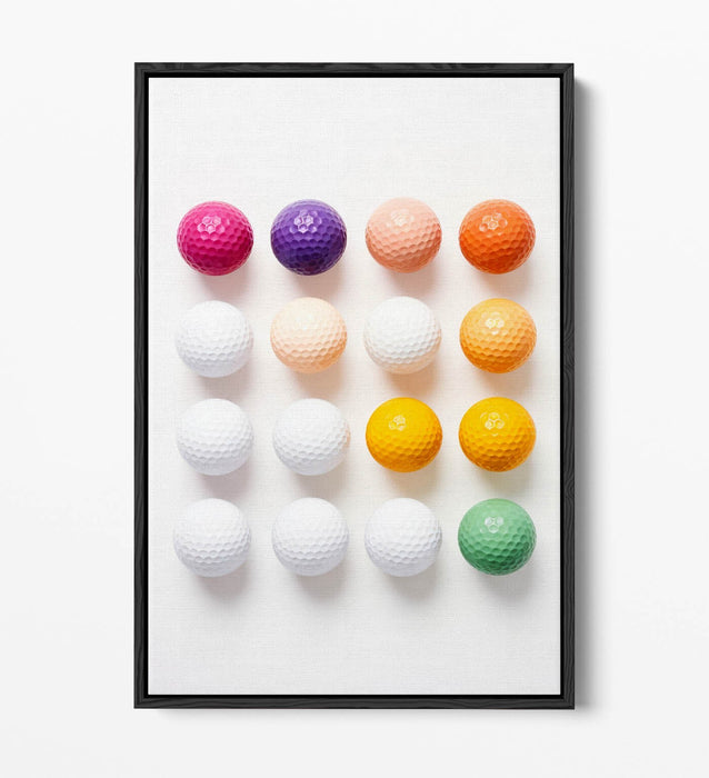 Golf Balls Canvas Art - Multi Colour Sports Wall Decor | Float Effect Canvas Print