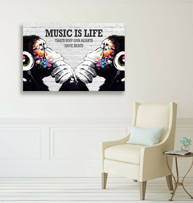MONKEY DJ BANKSY MUSIC IS LIFE CANVAS STREET WALL ART PRINT ARTWORK GORILLA MM