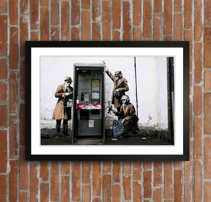 Banksy Framed Art – MI5 Spies Artwork | Handmade UK Frame | Urban Street Art Print