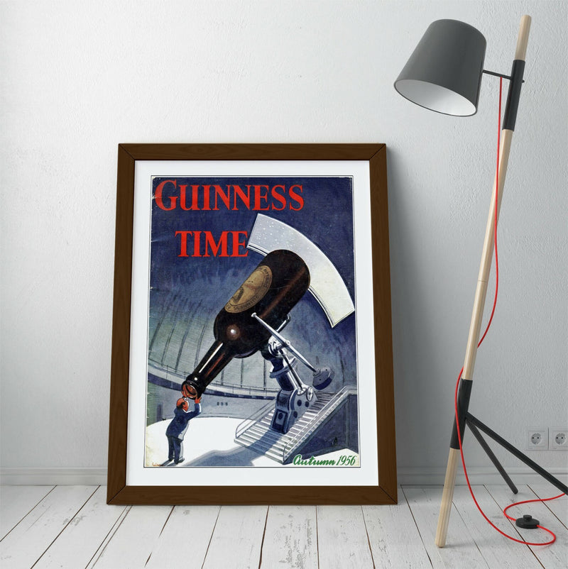 Vintage Retro Poster - Guinness Time Art Framed Wall Art With Woodgrain Frame Finish
