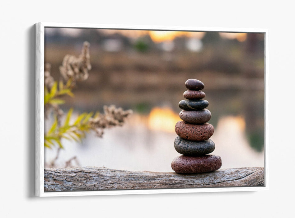 Zen Stones Canvas - Float Effect Canvas Wall Art With Stacked Stones Decor