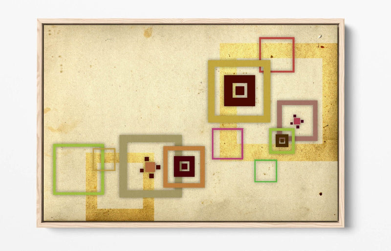 Canvas Wall Art - Green Abstract Shapes | Float Effect Bedroom Print on MDF Frame