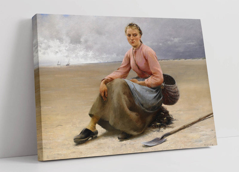 Canvas Wall Art - August Hagborg Oyster Picker Handmade Canvas Print on MDF Frame