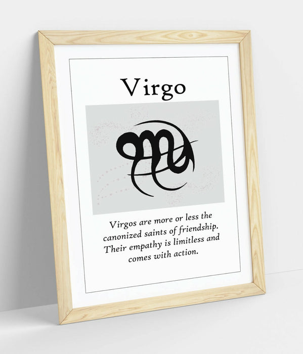 VIRGO STAR SIGN ZODIAC ASTOLOGY QUOTE SLOGAN -FRAMED WALL ART PICTURE PRINT