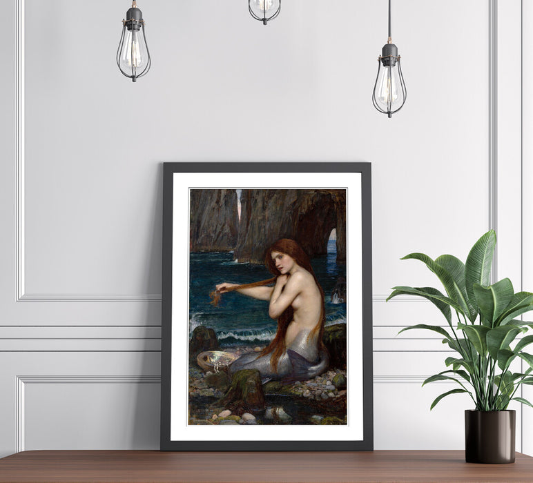 JOHN WILLIAM WATERHOUSE MERMAID FRAMED ART POSTER PAINTING PRINT 4 SIZES