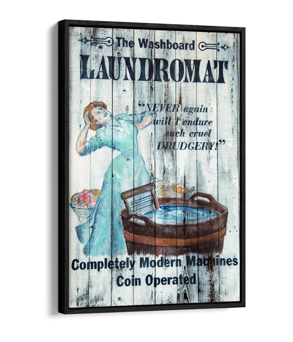 Vintage Canvas Wall Art - Blue Laundry Room Print | Float Effect, Ready to Hang