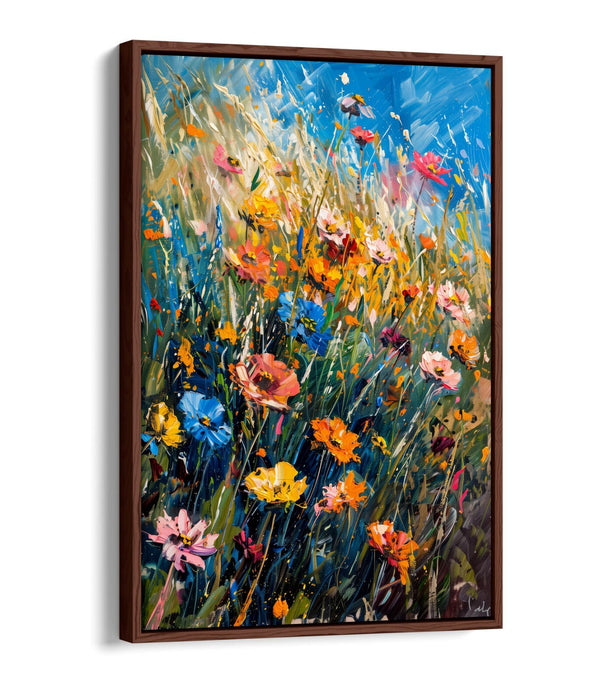 FIELD OF FLOWERS IMPRESSIONIST STYLE DECOR FLOAT EFFECT CANVAS ART PRINT