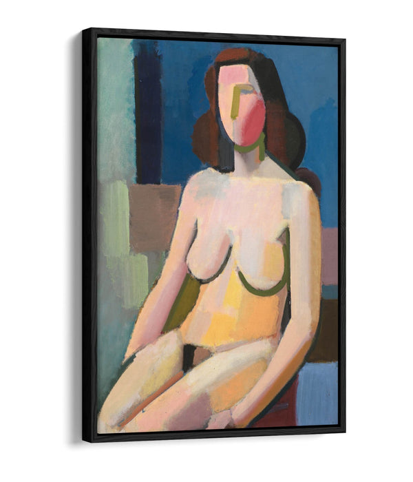 Float Effect Canvas Art - Seated Female Model On Premium MDF Frame With Varnish Finish