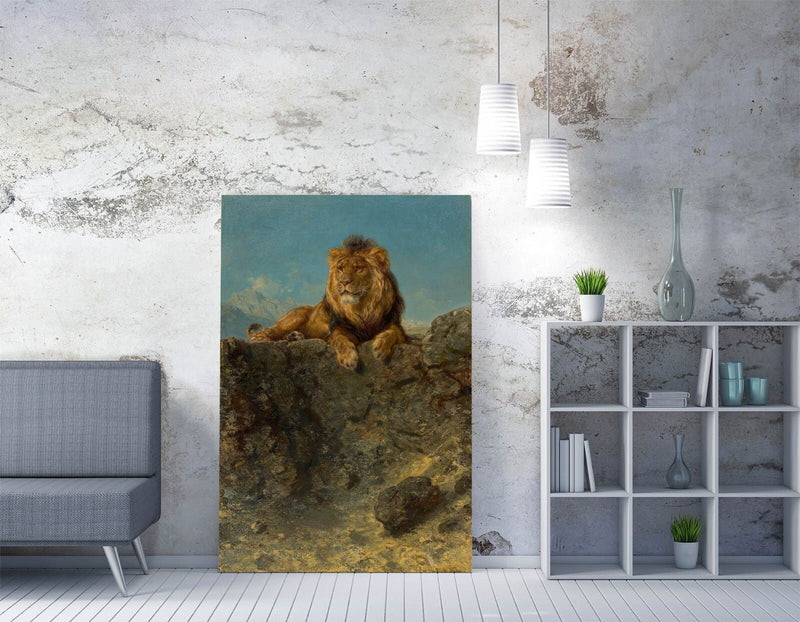 Canvas Wall Art - Enthroned Lion Artwork Print | Handmade Canvas Painting