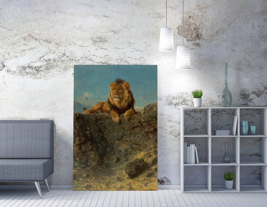 LUDWIG KNAUS, ENTHRONED LION -CANVAS WALL ART ARTWORK PRINT