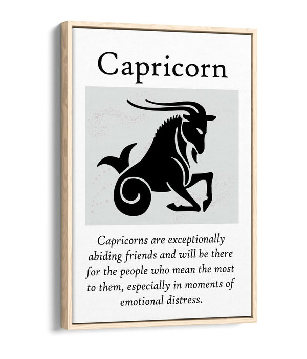 CAPRICORN STAR SIGN ZODIAC ASTROLOGY QUOTE -FLOAT EFFECT CANVAS WALL ART PRINT