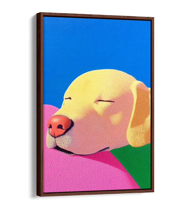 Labrador Canvas Art – Cute Sleeping Dog Wall Art With Premium Float Frame