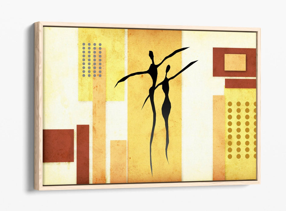 Float Effect Canvas Art - Beige Abstract Shapes Bedroom Wall Decor | Premium Varnish Finish