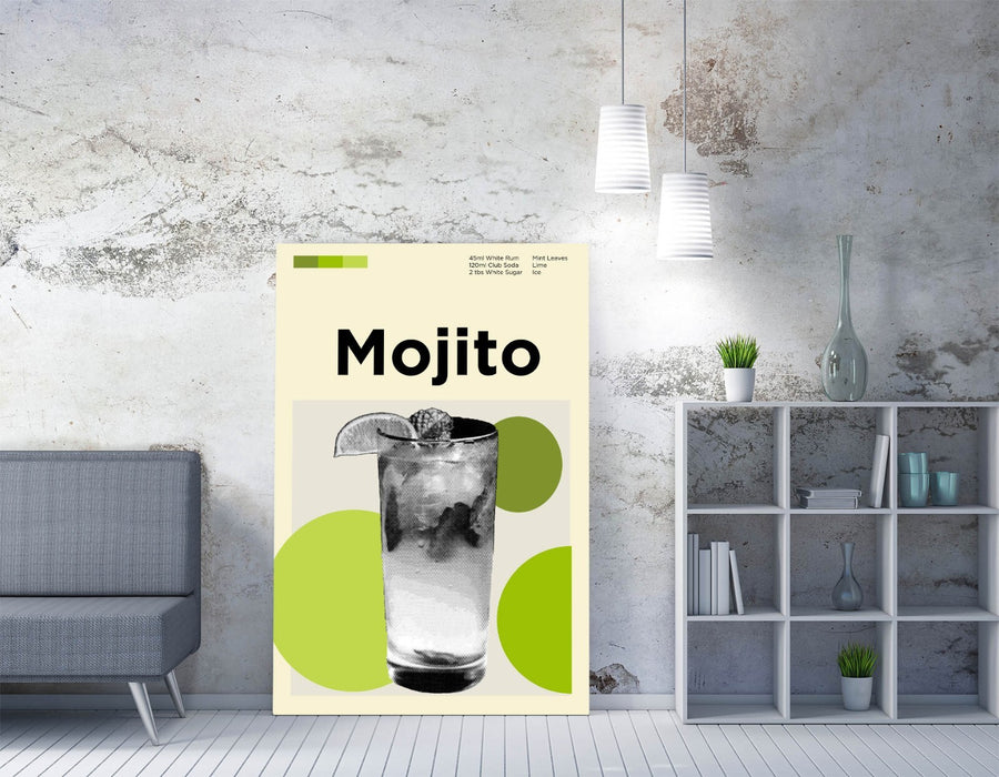 Mojito Cocktail Poster - Funky Canvas Wall Art | Kitchen Decor Print Ready To Hang