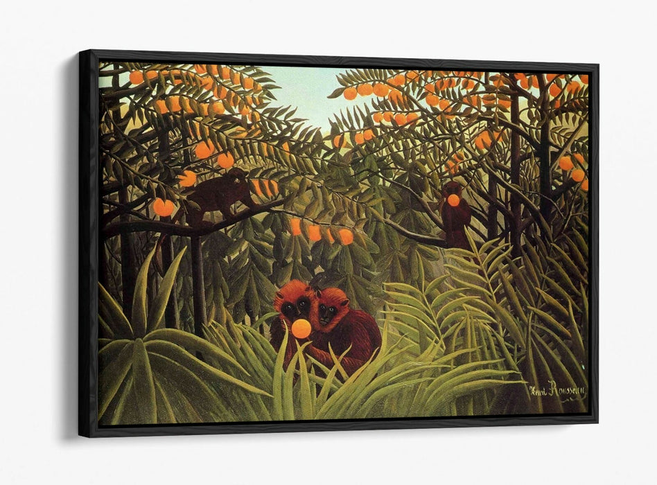 Canvas Wall Art - Apes In Orange Grove Print | Float Effect Canvas Print UK